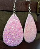 Pink and Purple Ombre Glitter Very Sparkly Double Sided FAUX Leather Teardrop Earrings