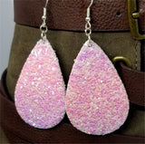 Pink and Purple Ombre Glitter Very Sparkly Double Sided FAUX Leather Teardrop Earrings