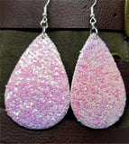 Pink and Purple Ombre Glitter Very Sparkly Double Sided FAUX Leather Teardrop Earrings