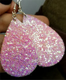 Pink and Purple Ombre Glitter Very Sparkly Double Sided FAUX Leather Teardrop Earrings