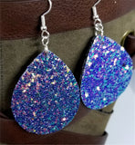 Mermaid Color Shifting Glitter Very Sparkly Double Sided FAUX Leather Teardrop Earrings