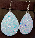 Unicorn Skin Glitter Very Sparkly Double Sided FAUX Leather Teardrop Earrings