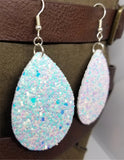 Unicorn Skin Glitter Very Sparkly Double Sided FAUX Leather Teardrop Earrings