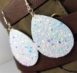 Unicorn Skin Glitter Very Sparkly Double Sided FAUX Leather Teardrop Earrings