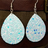 Unicorn Skin Glitter Very Sparkly Double Sided FAUX Leather Teardrop Earrings