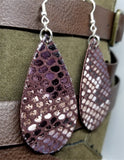 Purpley Brown Snakeskin FAUX Leather Earrings with Surgical Steel Earwires