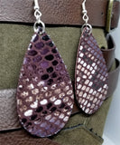 Purpley Brown Snakeskin FAUX Leather Earrings with Surgical Steel Earwires