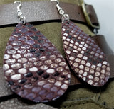 Purpley Brown Snakeskin FAUX Leather Earrings with Surgical Steel Earwires
