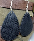 CLEARANCE Black FAUX Leather Textured Earrings with Surgical Steel Earwires