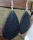 CLEARANCE Black FAUX Leather Textured Earrings with Surgical Steel Earwires