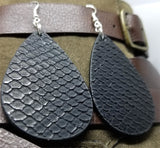 CLEARANCE Black FAUX Leather Textured Earrings with Surgical Steel Earwires