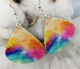 Watercolor Tie Dyed Effect FAUX Leather Earrings with Surgical Steel Earwires