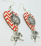 Fire Department Shield and Crossed Aces on a Chevron Guitar Pick Earrings