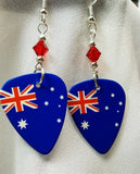 Australian Flag Guitar Pick Earrings with Red Swarovski Crystals