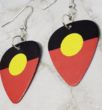 Australian Aboriginal Flag Guitar Pick Earrings