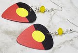 Australian Aboriginal Flag Guitar Pick Earrings with Yellow Opal Swarovski Crystals