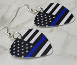American Flag with Blue Line Police Support Guitar Pick Earrings