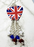 British Flag Guitar Pick Earrings with Swarovski Crystal Dangles