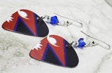 Nepali Flag Guitar Pick Earrings with Blue Swarovski Crystals