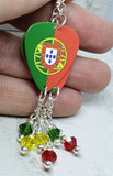 Portuguese Flag Guitar Pick Earrings with Swarovski Crystal Dangles