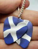 Scottish Flag Dangling Guitar Pick Earrings