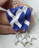 Scottish Flag Guitar Pick Earrings with White Swarovski Crystal Dangles