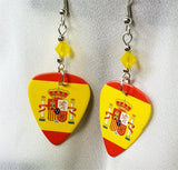 Spanish Flag Guitar Pick Earrings with Yellow Opal Swarovski Crystals