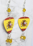 Spanish Flag Guitar Pick Earrings with Yellow Swarovski Crystals