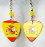 Spanish Flag Guitar Pick Earrings with Yellow Opal Swarovski Crystals