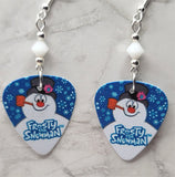 Frosty the Snowman Guitar Pick Earrings with White Alabaster Swarovski Crystals