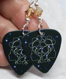 Horoscope Astrological Sign Gemini Guitar Pick Earrings with Metallic Sunshine Swarovski Crystals