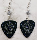 Horoscope Astrological Sign Gemini Guitar Pick Earrings with Metallic Silver Swarovski Crystals