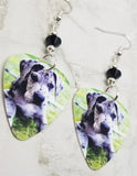 Great Dane Puppy Guitar Pick Earrings with Black Swarovski Crystals