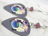 Witch with Cauldron Guitar Pick Earrings with Purple Opal Swarovski Crystals