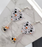 Halloween Guitar Pick Earrings with Jack o' Lantern Charms and Swarovski Crystal Dangles