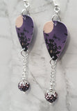 Spooky House Guitar Pick Earrings with Purple Ombre Pave Bead Dangles
