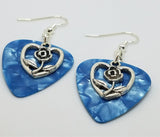 CLEARANCE Rose Inside a Heart Charm Guitar Pick Earrings - Pick Your Color