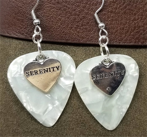 Serenity Heart Charm Guitar Pick Earrings - Pick Your Color
