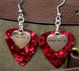 Serenity Heart Charm Guitar Pick Earrings - Pick Your Color