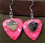 Serenity Heart Charm Guitar Pick Earrings - Pick Your Color