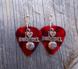 CLEARANCE I Heart Basketball Charm Guitar Pick Earrings - Pick Your Color