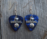 CLEARANCE I Heart Basketball Charm Guitar Pick Earrings - Pick Your Color