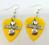 CLEARANCE I Heart Basketball Charm Guitar Pick Earrings - Pick Your Color