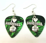 CLEARANCE I Heart Basketball Charm Guitar Pick Earrings - Pick Your Color