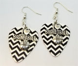 CLEARANCE I Heart Basketball Charm Guitar Pick Earrings - Pick Your Color