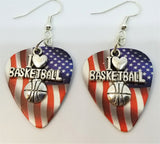 CLEARANCE I Heart Basketball Charm Guitar Pick Earrings - Pick Your Color