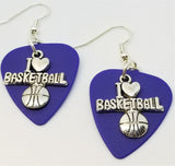 CLEARANCE I Heart Basketball Charm Guitar Pick Earrings - Pick Your Color