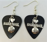 CLEARANCE I Heart Basketball Charm Guitar Pick Earrings - Pick Your Color