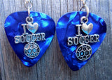 CLEARANCE I Heart Soccer Charm Guitar Pick Earrings - Pick Your Color