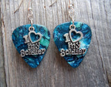 CLEARANCE I Heart My Soldier Charm Guitar Pick Earrings - Pick Your Color
